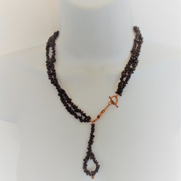 Handmade Dark Red Garnet Statement Necklace January Birthstone Beaded NWT - Picture 1 of 16